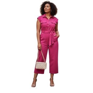 I.N.C International Concepts‎ Women's Short-Sleeve Jumpsuit, Fuchsia Pink, Sz 16